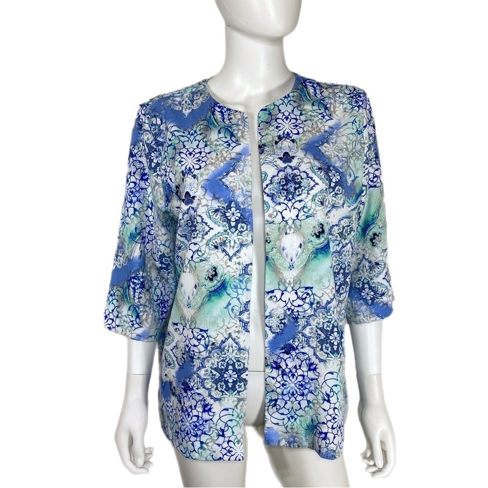 Bon Worth Floral Damask Open Front Lightweight Blazer